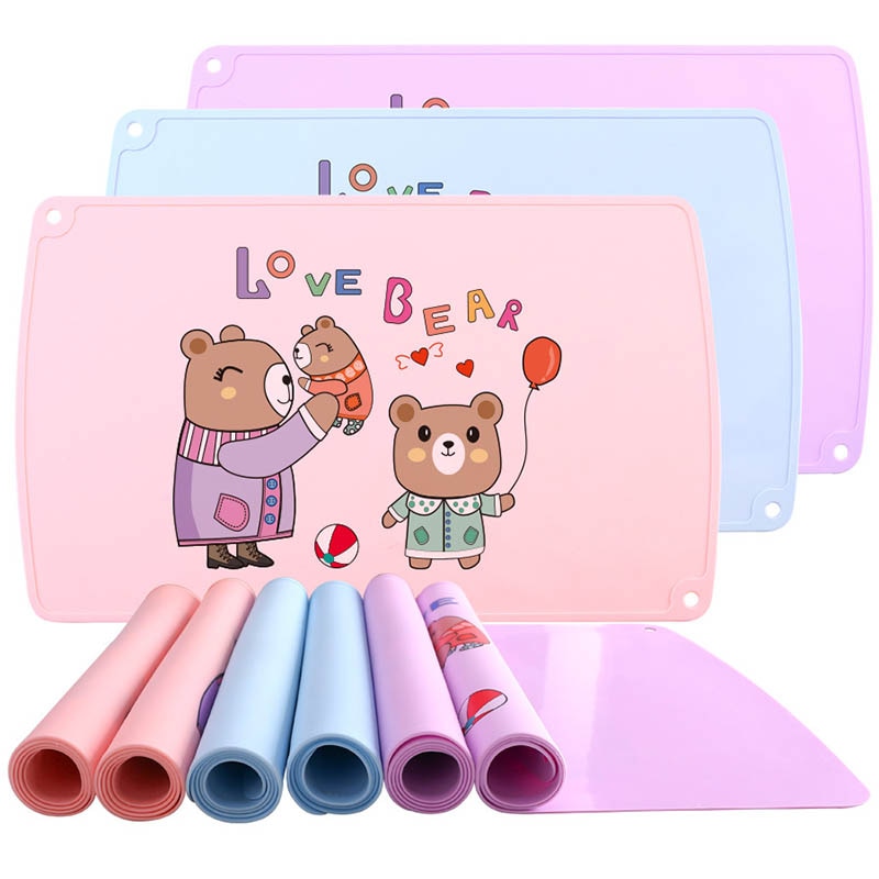 1Pcs Baby Placemats Cute Cartoon Non-slip Children Table Mat Food Grade Silicone Table Pad Mat Waterproof Tableware